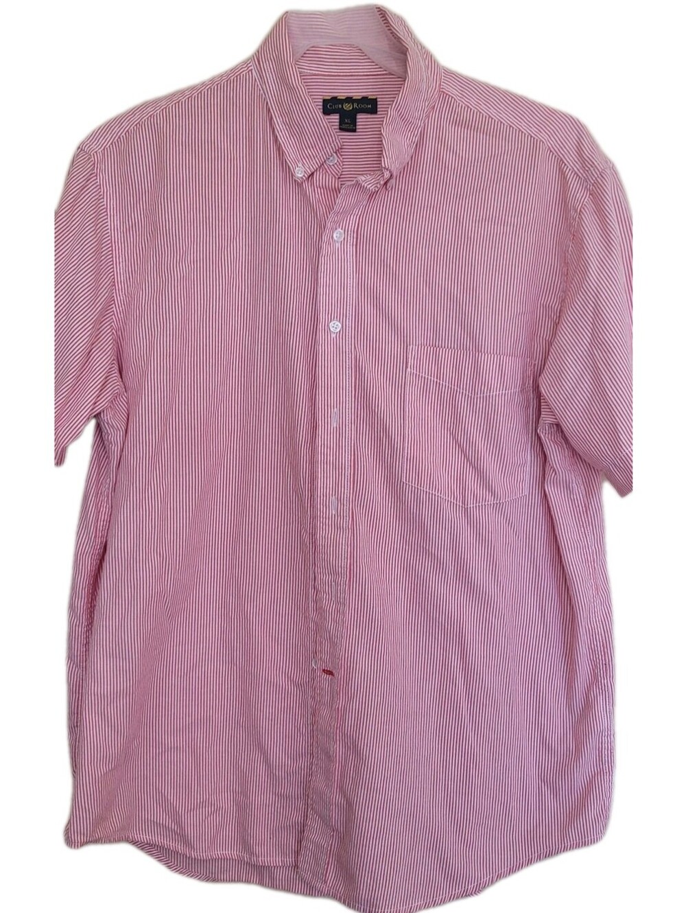 Club Room Polo Men's X-Large Button Down Red Striped Short Sleeved Shirt